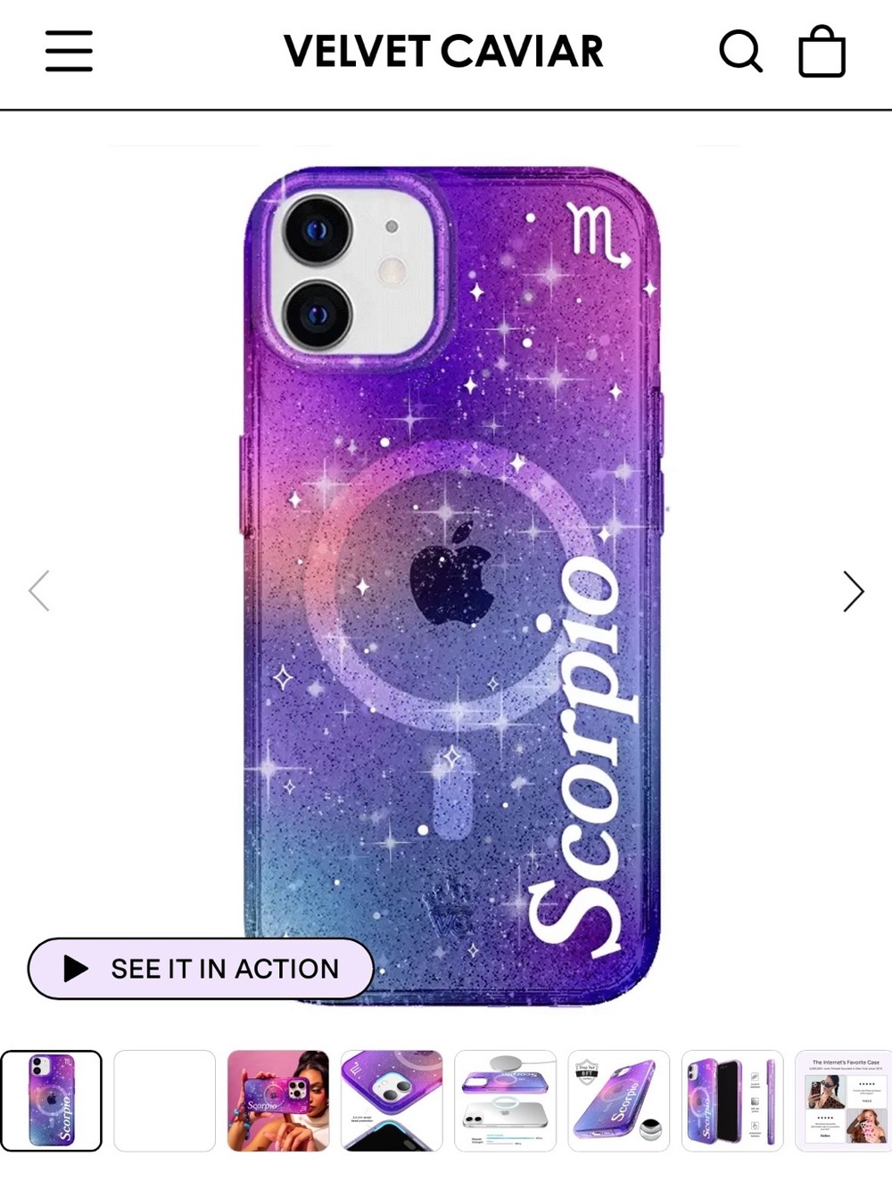 Velvet Caviar Purple Scorpio Glitter iPhone 12 Case
